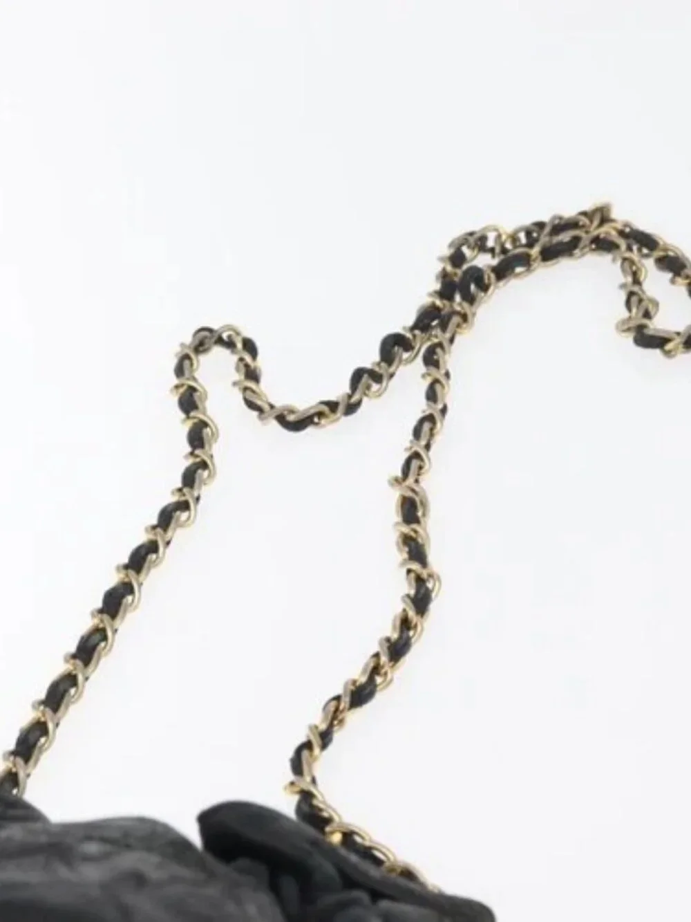 CHANEL Matelasse Chain Shoulder Bag Lamb Skin Black Gold CC Auth BD2003